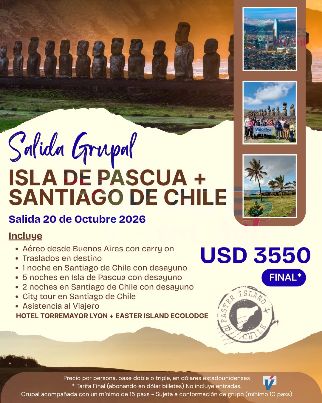 Salidas Grupales Isla de Pascua + Santiago de Chile