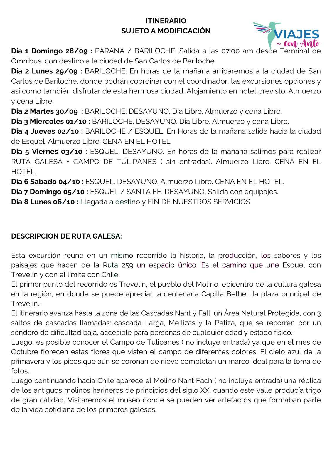 Viaje a Bariloche y Esquel